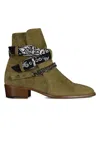Amiri Bandana Buckle Ankle Boots In Green