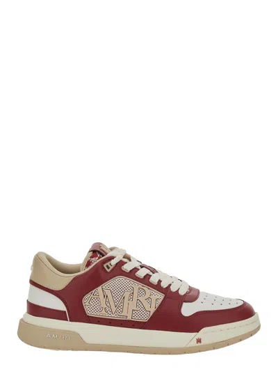 Amiri Bordeaux 'classic Low' Sneakers With Maxi Logo On The Side And Logo Patch On The Tongue In Leather M In Red