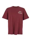 Amiri Bordeaux Crewneck T-shirt With Logo Lettering On The Front And Maxi Logo Print On The Rear In Cotton In Brown