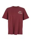 Amiri Bordeaux Crewneck T-shirt With Logo Lettering On The Front And Maxi Logo Print On The Rear In Cotton In Red