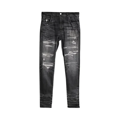 Pre-owned Amiri Boro Repaired Jean 'rain Grey' | Blue | Men's Size 32