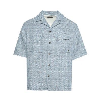 Pre-owned Amiri Boucle Camp Shirt 'ashley Blue' | Men's Size M