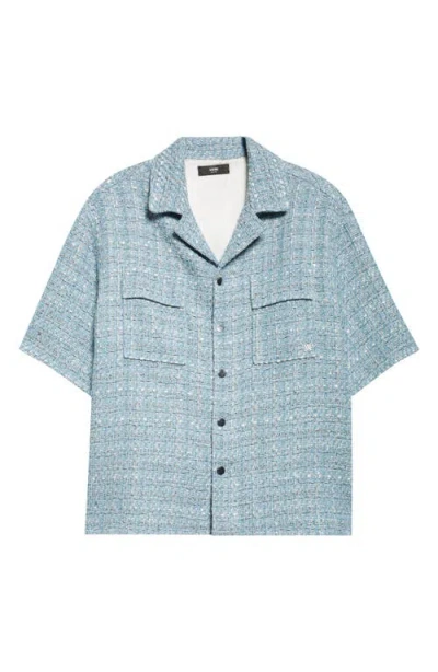 Amiri Bouclé Camp Shirt In Blue
