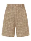 Amiri Boucle Front-pleat Shorts In Brown