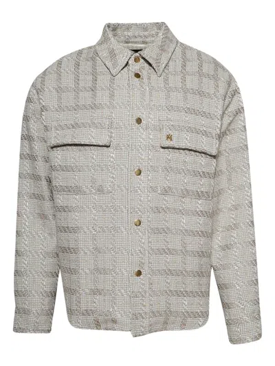 Amiri Boucle Overshirt In Pale Mint