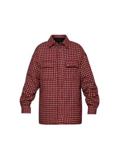 Amiri Boucle Padded Overshirt Deep Red In Burgundy