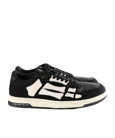 Amiri Boucle Skel Top Low Sneakers In Black