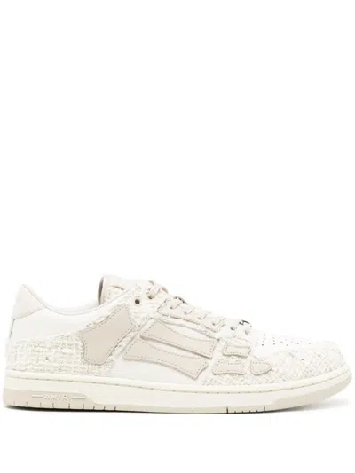 Amiri Boucle Skel Top Sneakers In White