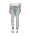 Amiri Distressed Stretch Denim Jeans With Faded Effect In Gray