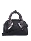 Amiri Mini Calfskin Bowling Bag With Paisley Print Scarf In Black