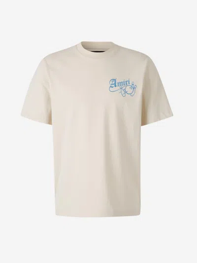Amiri Bowling Cotton T-shirt In Beige