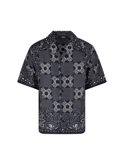 Amiri Boxy-fit Short-sleeve Casual Shirt With Bandana Print In Black