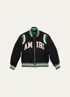 Amiri Kids Logo Wool-blend Bomber Jacket In Black