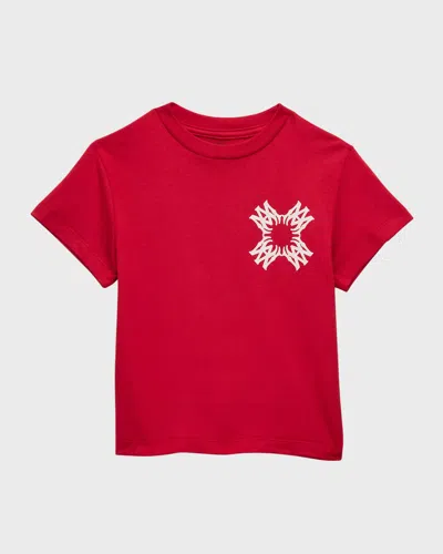 Amiri Kids' Boy's Quad Logo Emblem T-shirt In Red