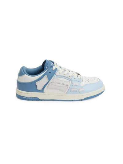 Amiri Babies' Boy's Skel Leather Low-top Trainers In Blue White Grey