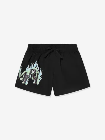 Amiri Kids' Flame-print Swim Shorts In Black