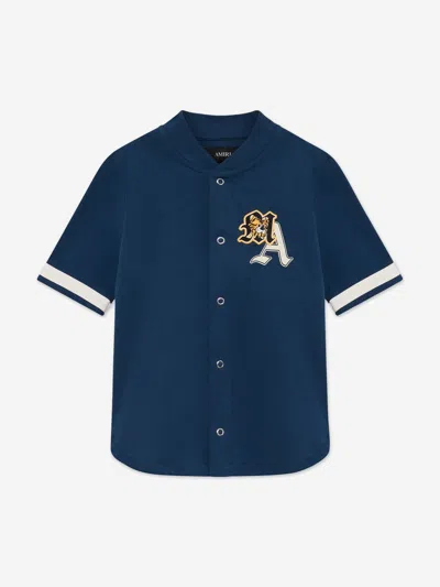 Amiri Kids'  Boys Varsity Patch Baseball Shirt In Blue