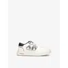Amiri Kids Classic Logo Leather Sneakers In White/blk