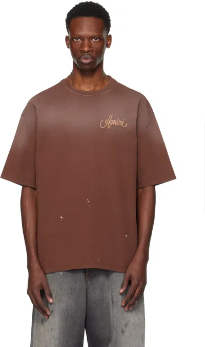 AMIRI BROWN 'AMIRI DESIGN STUDIO' T-SHIRT