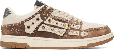 Amiri Brown & Beige Stud Skel Top Low Sneakers