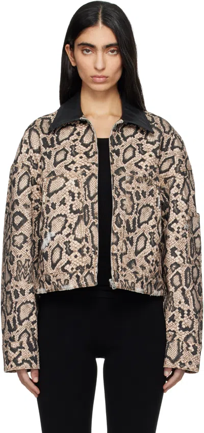 Amiri Brown & Black Snake Denim Jacket In Multi