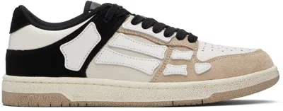 AMIRI BROWN & WHITE DISTRESSED SKEL TOP LOW SNEAKERS