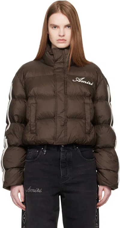 Amiri Brown Bones Cropped Down Jacket