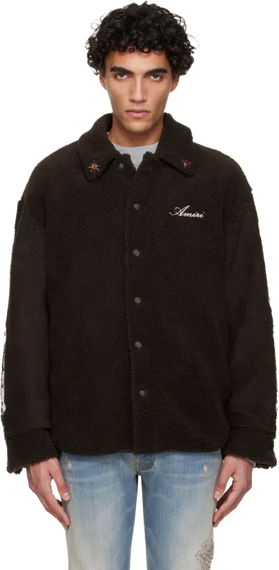 Amiri Brown Bones Studded Overshirt