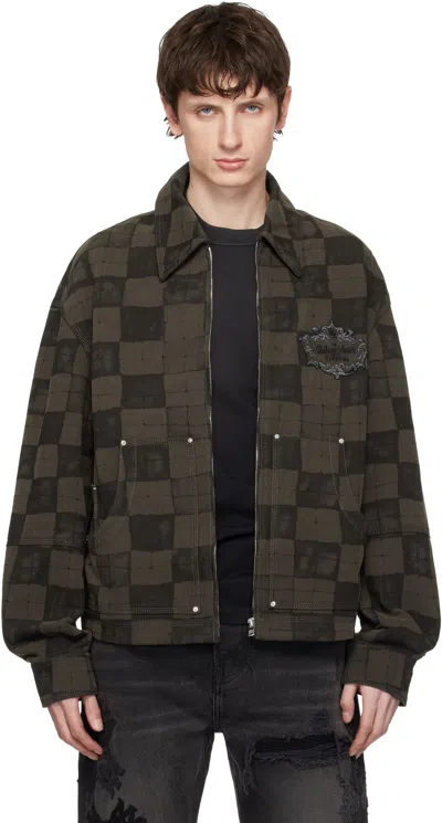Amiri Brown Chateau Crest Denim Jacket In Multi