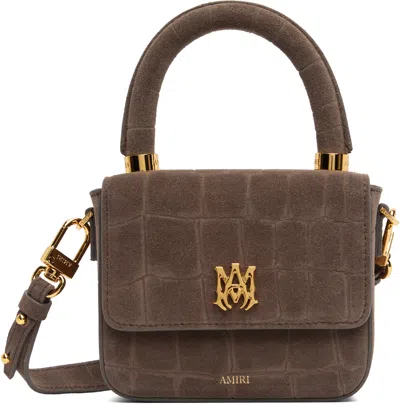 Amiri Brown Croc Suede Micro Ma Bag
