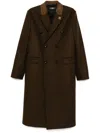 Amiri Wool Blend Double-breasted Coat With Suede Collar For Men In Brown