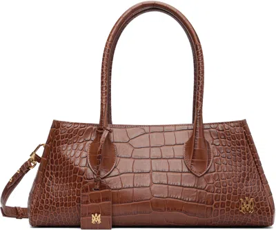 Amiri Brown Embossed Croc Honey 40 Shoulder Bag