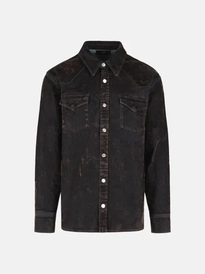Amiri Flocked Denim Shirt Regular Fit Pockets In Multi