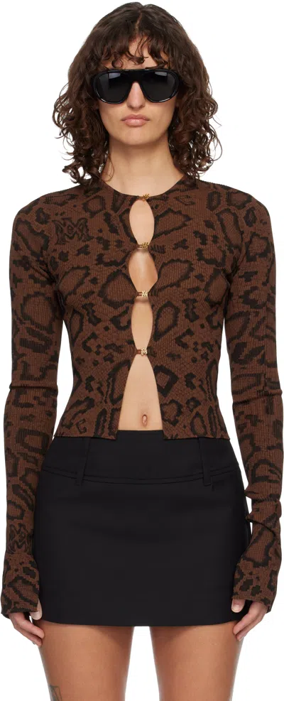 Amiri Brown Ma Hardware Snake Cardigan In Multi
