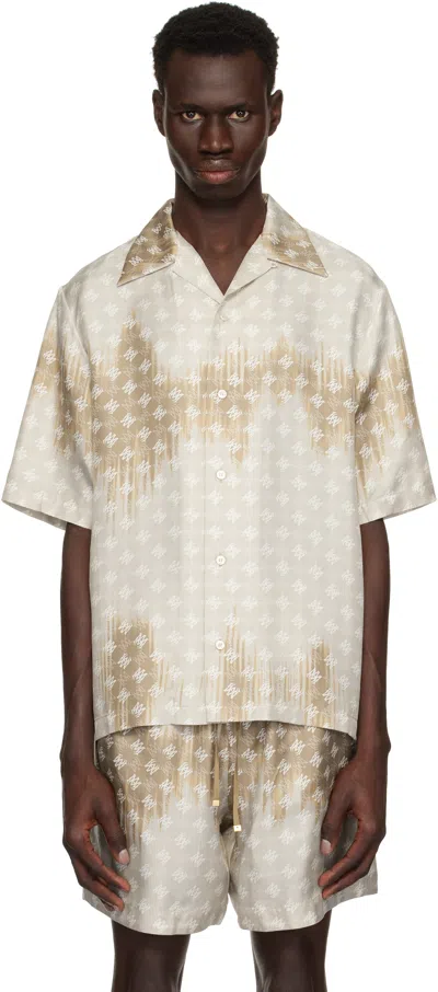 Amiri Brown Ma Quad Bleached Camp Shirt In Camel