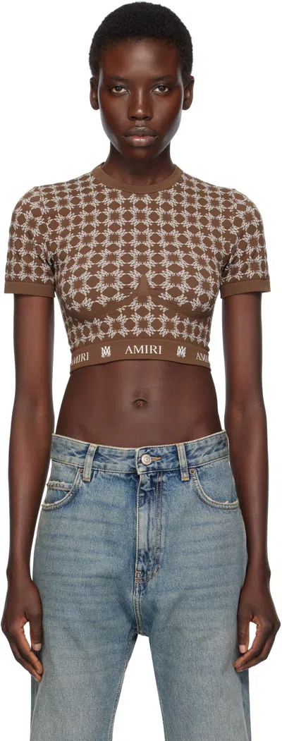 Amiri Brown Ma Quad Seamless Short Sleeve Sport Top