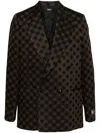 Amiri Brown Double-breasted Jacket With Check Motif In Wool Blend Man In Brown