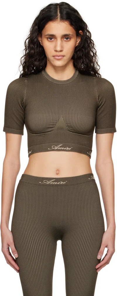Amiri Brown Ribbed Top