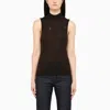 Amiri Distressed Cashmere Turtleneck Tank In Brown