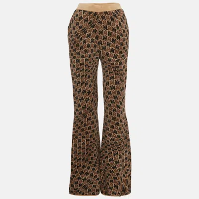 Pre-owned Amiri Brown Textured Jacquard Knit Flared Swirl Trousers M