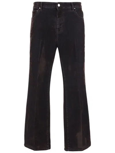 Amiri Brown Velvet-effect Stretch Cotton Flared Jeans In Animal Print