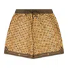 Amiri Brown Weave Pattern Silk Shorts In Brown