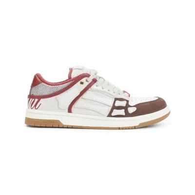 Amiri Brown Xl Skel Top Low Cow Leather Sneakers In White