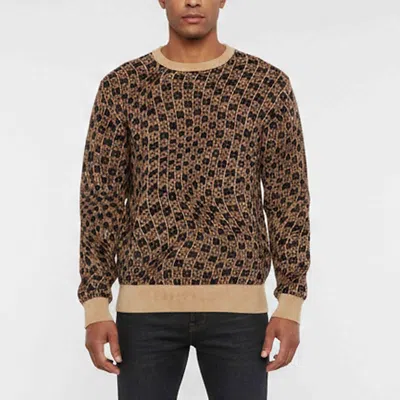 Pre-owned Amiri Brown/black Monogram Intarsia Knit Crewneck Jumper L