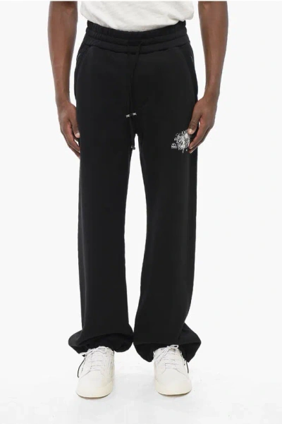Amiri Brushed Cotton Cherub Sweatpants With Drawstringed Ankle In Black