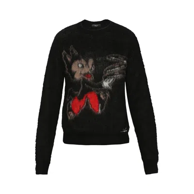 Pre-owned Amiri Brushed Mohair Record Wolf Crew 'black' | Men's Size Xxl