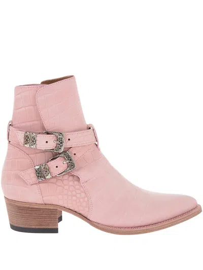Amiri Buckle-detail Ankle Boots In Pink