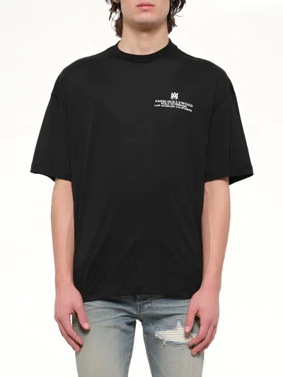 Amiri Crew Neck Black Cotton T-shirt With Logo Details
