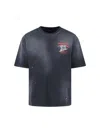 Amiri Short-sleeve T-shirt With Vintage Graphic And Distressed Finish In Blue