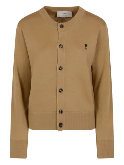 Amiri Button Cardigan In Brown